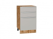 Шкаф нижний с 3-мя ящиками Фьюжн 816*500*480 Silky Light Grey / Дуб Вотан
