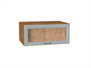 Шкаф верхний горизонтальный остекленный глубокий Ницца 358*800*574 Графит / Дуб Вотан