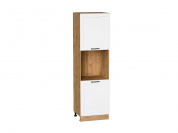 Шкаф пенал с 2-мя дверцами под технику Нео 2132*600*576 White Silk / Дуб Вотан