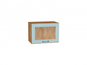 Шкаф верхний горизонтальный остекленный Ницца 358*500*318 Голубой / Дуб Вотан