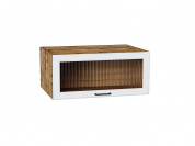 Шкаф верхний горизонтальный остекленный глубокий Барселона 358*800*578 Белый / Дуб Вотан