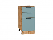 Шкаф нижний с 3-мя ящиками Флэт 816*400*478 Grey-green In 2S / Дуб Вотан