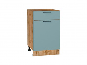 Шкаф нижний с 1-ой дверцей и ящиком Флэт 816*500*478 Grey-green In 2S / Дуб Вотан