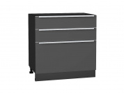 Шкаф нижний с 3-мя ящиками Фьюжн 816*800*480 Stormy Silk / Graphite