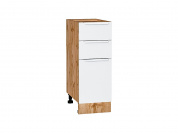 Шкаф нижний с 3-мя ящиками Фьюжн 816*300*480 Silky White / Дуб Вотан