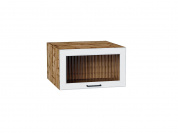 Шкаф верхний горизонтальный остекленный глубокий Барселона 358*600*578 Белый / Дуб Вотан