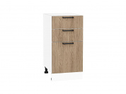 Шкаф нижний с 3-мя ящиками Флэт 816*400*478 Natural Casella Oak 2S / Белый