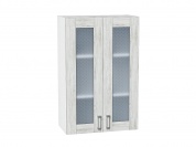 Шкаф верхний с 2-мя остекленными дверцами Лофт 920*600*320 Nordic Oak / Белый