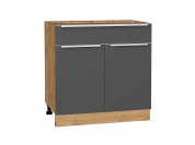 Шкаф нижний с 2-мя дверцами и ящиком Фьюжн 816*800*480 Stormy Silk / Дуб Вотан