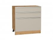 Шкаф нижний с 3-мя ящиками Фьюжн 816*800*480 Cream Silk / Дуб Вотан