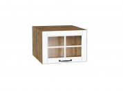 Шкаф верхний горизонтальный остекленный глубокий Дублин 358*500*574 Special White / Дуб Вотан