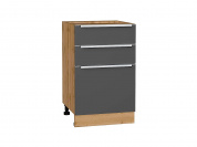 Шкаф нижний с 3-мя ящиками Фьюжн 816*500*480 Stormy Silk / Дуб Вотан