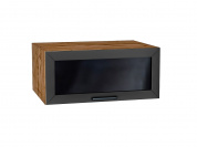 Шкаф верхний горизонтальный остекленный глубокий Глетчер 358*800*574 Маренго Силк / Дуб Вотан