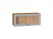 Шкаф верхний горизонтальный остекленный Ницца 358*800*318 Графит / Дуб Вотан