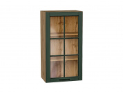 Шкаф верхний с 1-ой остекленной дверцей Дублин 920*500*318 Special Green / Дуб Вотан