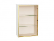 Шкаф верхний с 1-ой остекленной дверцей 920*600*322 Золотой / Белый