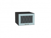 Шкаф верхний горизонтальный остекленный глубокий Ницца 358*500*574 Голубой / Graphite