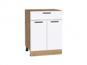Шкаф нижний с 2-мя дверцами и ящиком Фрейм 816*600*484 White Silk / Дуб Вотан