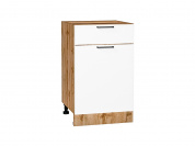 Шкаф нижний с 1-ой дверцей и ящиком Флэт 816*500*478 White In 2S / Дуб Вотан