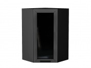 Шкаф верхний угловой остекленный Глетчер 920*600*600 Маренго Силк / Graphite