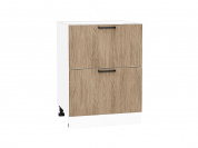Шкаф нижний с 2-мя ящиками Флэт 816*600*478 Natural Casella Oak 2S / Белый
