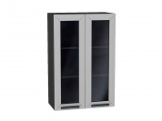 Шкаф верхний с 2-мя остекленными дверцами Глетчер 920*600*318 Гейнсборо Силк / Graphite