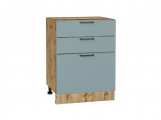 Шкаф нижний с 3-мя ящиками Флэт 816*600*478 Grey-green In 2S / Дуб Вотан