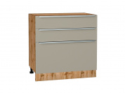 Шкаф нижний с 3-мя ящиками Фьюжн 816*800*480 Silky Grey / Дуб Вотан