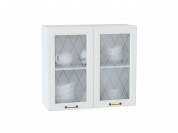 Шкаф верхний с 2-мя остекленными дверцами Ницца 716*800*318 Белый / Белый