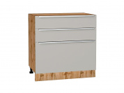 Шкаф нижний с 3-мя ящиками Фьюжн 816*800*480 Silky Light Grey / Дуб Вотан