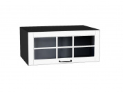 Шкаф верхний горизонтальный остекленный глубокий Дублин 358*800*574 Special White / Graphite