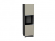 Шкаф пенал с 2-мя дверцами под технику Фьюжн 2132*600*576 Silky Grey / Graphite