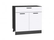 Шкаф нижний с 2-мя дверцами и ящиком Фрейм 816*800*484 White Silk / Graphite