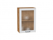 Шкаф верхний с 1-ой остекленной дверцей Ницца 716*500*318 Blanco / Дуб Вотан