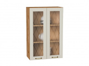 Шкаф верхний с 2-мя остекленными дверцами Ницца 920*600*318 Агат / Дуб Вотан