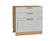 Шкаф нижний с 3-мя ящиками Сканди 816*800*480 Grey Silkwood / Дуб Вотан