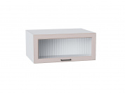 Шкаф верхний горизонтальный остекленный глубокий Барселона 358*800*578 Кашемир / Белый