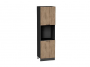 Шкаф пенал с 2-мя дверцами под технику Флэт 2132*600*574 Natural Casella Oak 2S / Graphite