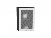 Шкаф верхний с 1-ой остекленной дверцей Ницца 716*500*318 Белый / Graphite