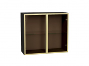 Шкаф верхний с 2-мя остекленными дверцами 716*800*322 Золотой / Graphite