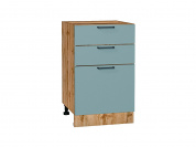 Шкаф нижний с 3-мя ящиками Флэт 816*500*478 Grey-green In 2S / Дуб Вотан