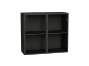 Шкаф верхний с 2-мя остекленными дверцами 716*800*322 Черный / Graphite