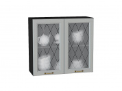 Шкаф верхний с 2-мя остекленными дверцами Ницца 716*800*318 Графит / Graphite