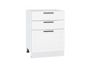 Шкаф нижний с 3-мя ящиками Глетчер 816*600*480 Айленд Силк / Белый