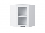 Шкаф верхний угловой остекленный Барселона 716*600*606 Белый / Белый