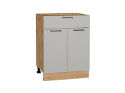 Шкаф нижний с 2-мя дверцами и ящиком Флэт 816*600*478 Light Grey In 2S / Дуб Вотан