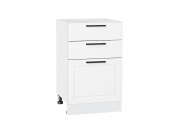 Шкаф нижний с 3-мя ящиками Глетчер 816*500*478 Айленд Силк / Белый