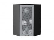 Шкаф верхний угловой остекленный Ницца 920*600*600 Графит / Graphite