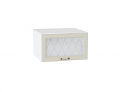 Шкаф верхний горизонтальный остекленный глубокий Ницца 358*600*574 Агат / Белый