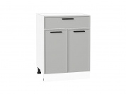 Шкаф нижний с 2-мя дверцами и ящиком Фрейм 816*600*484 Grey Silk / Белый